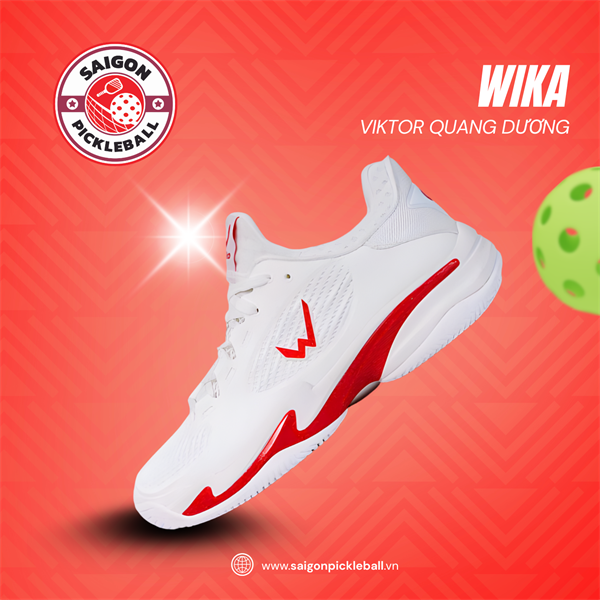 Giày Pickleball Wika Viktor Quang Dương - Màu Trắng Đỏ