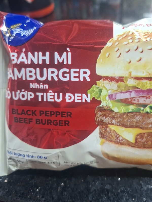 Hamberger pippi Bò Ướp Tiêu Đen