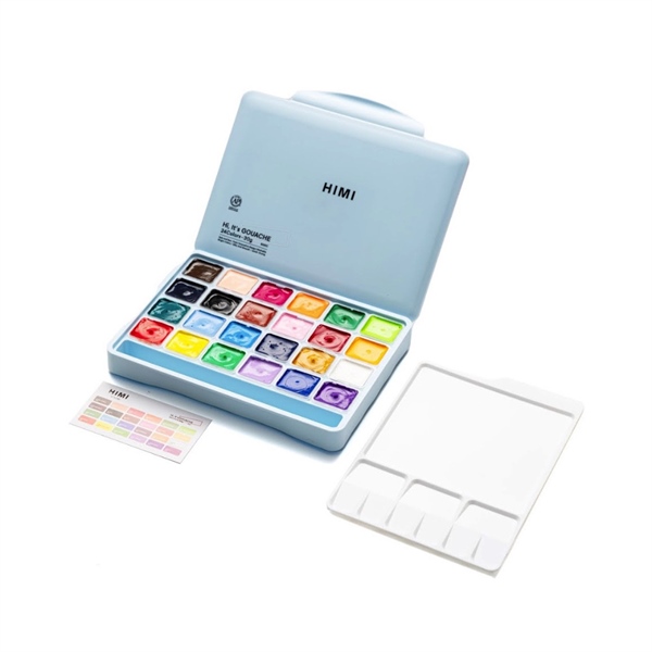 Bộ màu gouache hiệu HIMI, 24 màu/bộ, dung tích 30ml, hộp màu