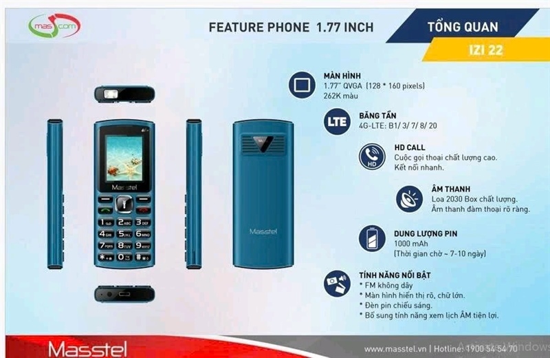 Điện thoại Masstell izi 22 chính hãng 4g chuẩn