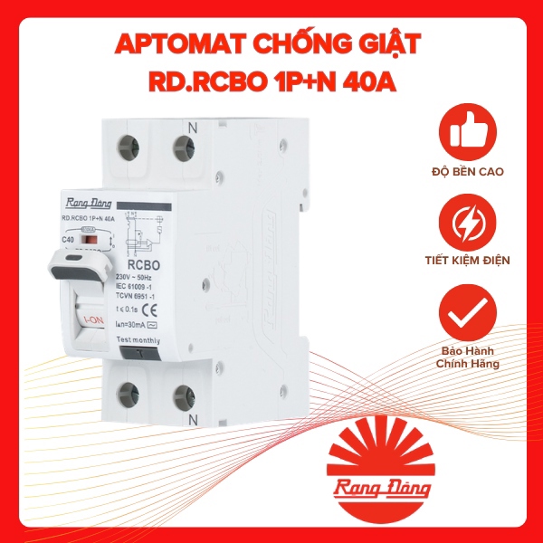 Aptomat chống giật RD.RCBO 1P+N 40A