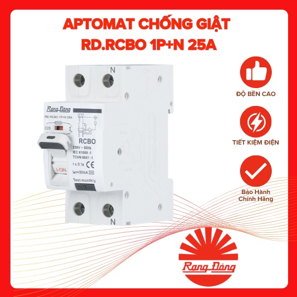 Aptomat chống giật RD.RCBO 1P+N 25A