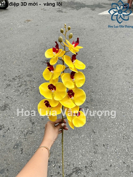 Hồ điệp 3D mới - vàng lõi - Hồ điệp, lan - Hoa Lụa Vân Vượng