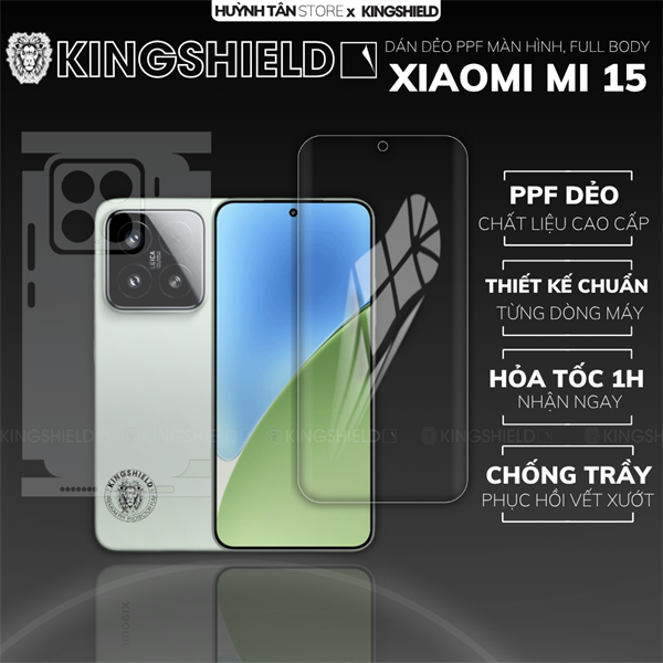 Dán PPF XIAOMI MI 15 MÀN HÌNH TRONG nhám chống trầy xướt ít bám vân tay KINGSHIELD