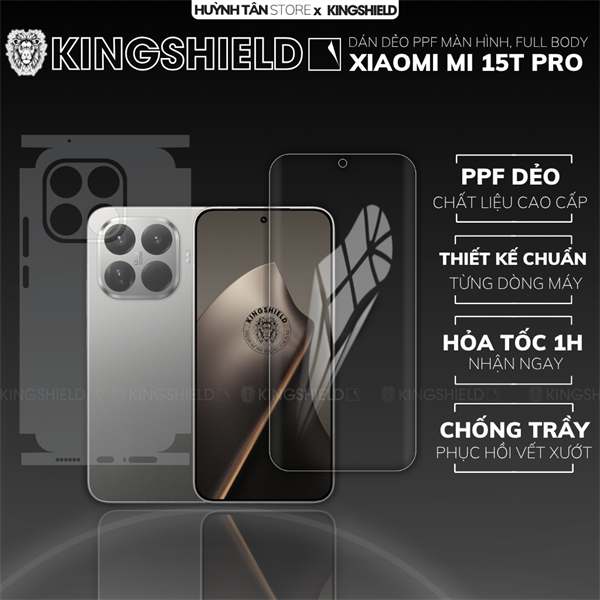 Dán PPF XIAOMI MI 15T PRO LƯNG KHÔNG VIỀN nhám chống trầy xướt ít bám vân tay KINGSHIELD