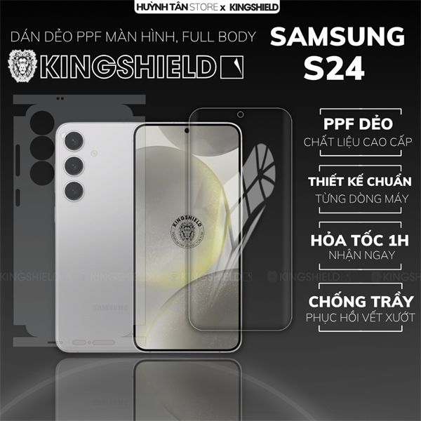 Dán PPF SAMSUNG S24 MÀN HÌNH TRONG SUỐT chống trầy xướt ít bám vân tay KINGSHIELD