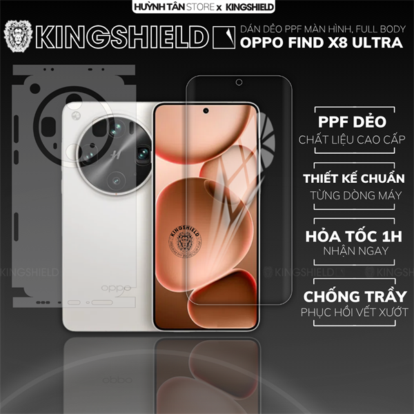Dán PPF OPPO FIND X8 ULTRA FULL BODY nhám chống trầy xướt ít bám vân tay KINGSHIELD