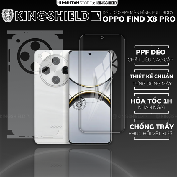 Dán PPF OPPO FIND X8 PRO LƯNG KHÔNG VIỀN nhám chống trầy xướt ít bám vân tay KINGSHIELD