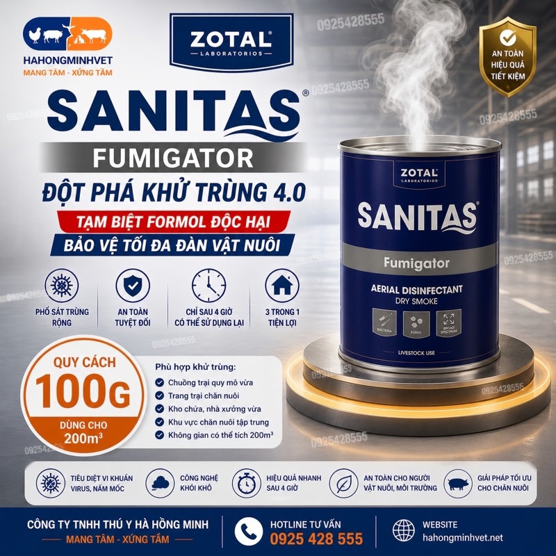 Sát trùng xông 100gr (1g/2m3) Sanitas fumigator -TV