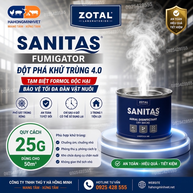 Sát trùng xông 25g Sanitas fumigator((1/2m3) -TV