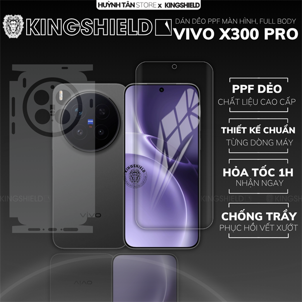 Dán PPF VIVO X300 PRO MÀN HÌNH NHÁM chống trầy xướt ít bám vân tay KINGSHIELD