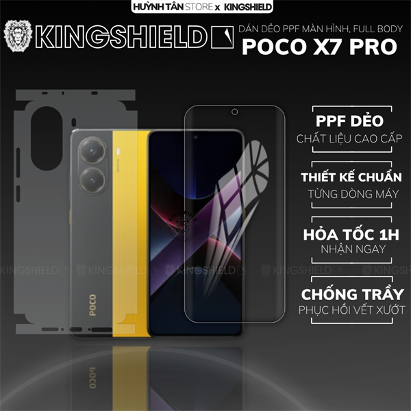 Dán PPF XIAOMI POCO X7 PRO LƯNG KHÔNG VIỀN nhám chống trầy xướt ít bám vân tay KINGSHIELD
