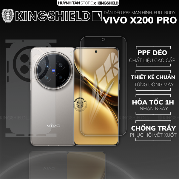 Dán PPF VIVO X200 PRO MÀN HÌNH NHÁM chống trầy xướt ít bám vân tay KINGSHIELD