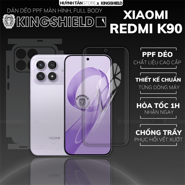 Dán PPF XIAOMI REDMI K90 MÀN HÌNH TRONG nhám chống trầy xướt ít bám vân tay KINGSHIELD