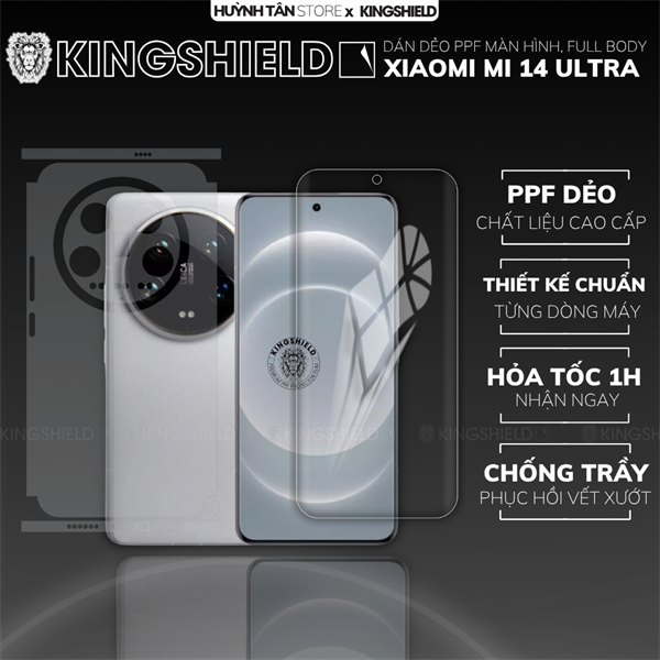 Dán PPF XIAOMI MI 14 ULTRA MÀN HÌNH TRONG nhám chống trầy xướt ít bám vân tay KINGSHIELD