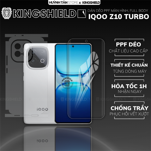 Dán PPF VIVO IQOO Z10 TURBO MÀN HÌNH NHÁM chống trầy xướt ít bám vân tay KINGSHIELD