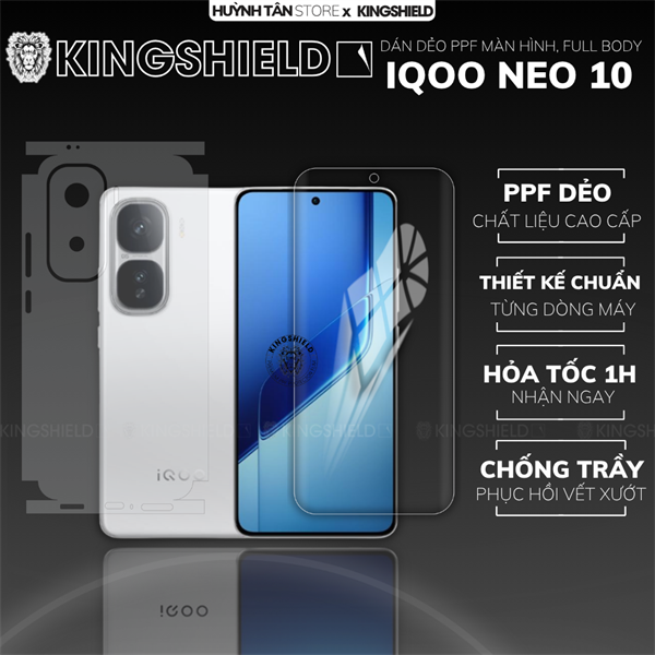 Dán PPF VIVO IQOO NEO 10 MÀN HÌNH TRONG chống trầy xướt ít bám vân tay KINGSHIELD