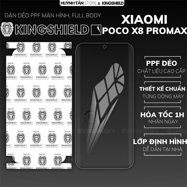 Dán PPF XIAOMI POCO X8 PRO MAX MÀN HÌNH NHÁM nhám chống trầy xướt ít bám vân tay KINGSHIELD