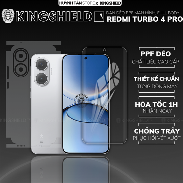 Dán PPF XIAOMI REDMI TURBO 4 PRO MÀN HÌNH NHÁM nhám chống trầy xướt ít bám vân tay KINGSHIELD