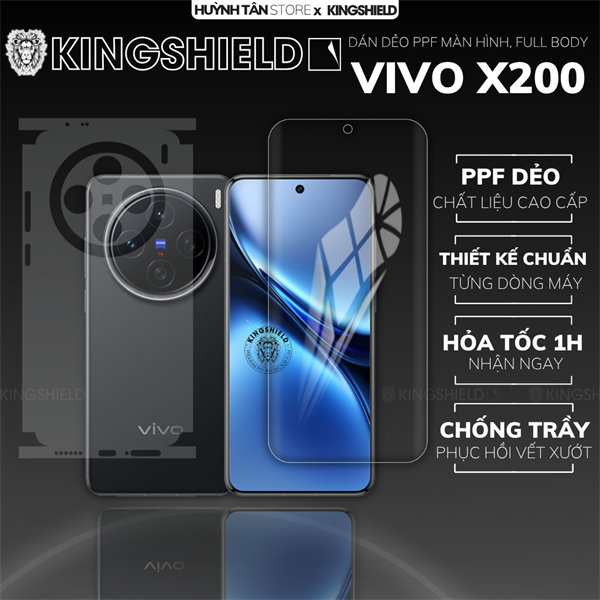 Dán PPF VIVO X200 MÀN HÌNH NHÁM chống trầy xướt ít bám vân tay KINGSHIELD