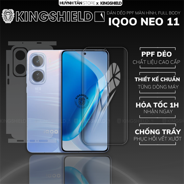 Dán PPF VIVO IQOO NEO 11 MÀN HÌNH TRONG chống trầy xướt ít bám vân tay KINGSHIELD