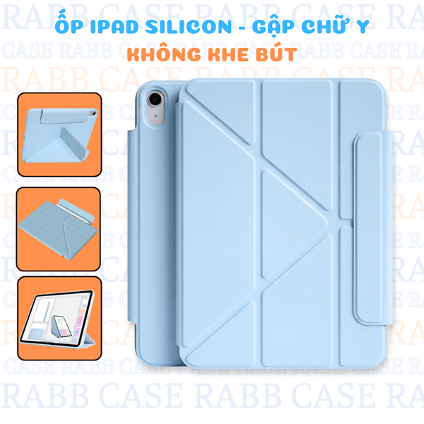 Bao da Silicon 2 mặt màu Pastel gập chữ Y, không có khay bút - Pro 12.9/Air 13"