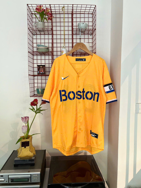 MLB Boston Red Sox - Số 34 Nike - Vàng chữ Navy