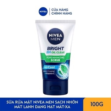 Sửa rửa mặt Nivea Men white acne-oil control spot and oil fighter scrub 10X whitening 100g