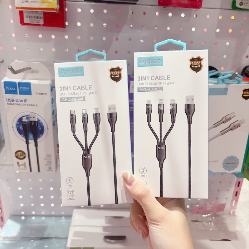 Cáp sạc ĐT 3in1 Appdo APD-04005
