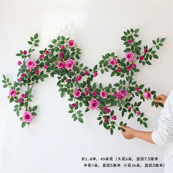 Dây hồng nở nụ xịn 1,75m - Dây lá và dây hoa - Hoa Lụa Vân Vượng