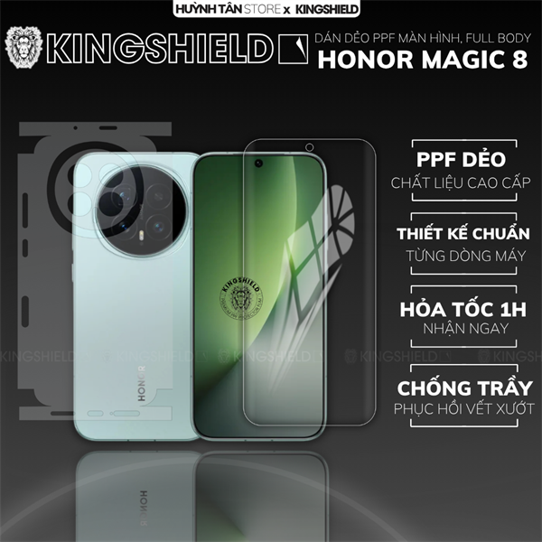 Dán PPF HONOR MAGIC 8 LƯNG KHÔNG VIỀN nhám chống trầy xướt ít bám vân tay KINGSHIELD