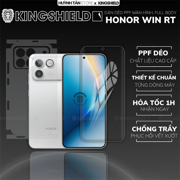 Dán PPF HONOR WIN RT LƯNG KHÔNG VIỀN nhám chống trầy xướt ít bám vân tay KINGSHIELD
