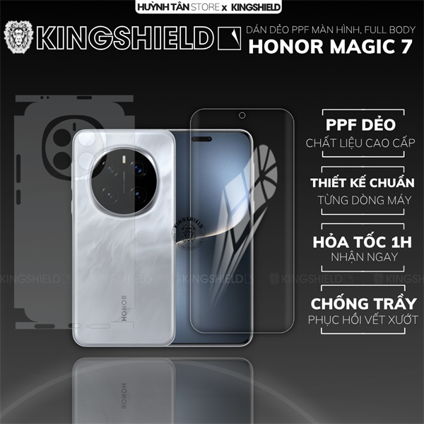 Dán PPF HONOR MAGIC 7 FULL BODY nhám chống trầy xướt ít bám vân tay KINGSHIELD