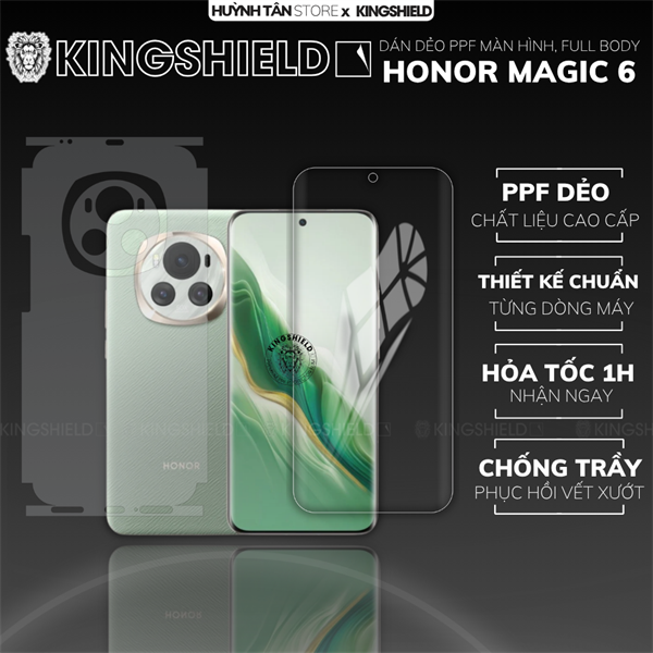 Dán PPF HONOR MAGIC 6 FULL BODY nhám chống trầy xướt ít bám vân tay KINGSHIELD