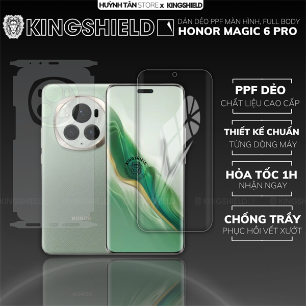 Dán PPF HONOR MAGIC 6 PRO MÀN HÌNH TRONG chống trầy xướt ít bám vân tay KINGSHIELD