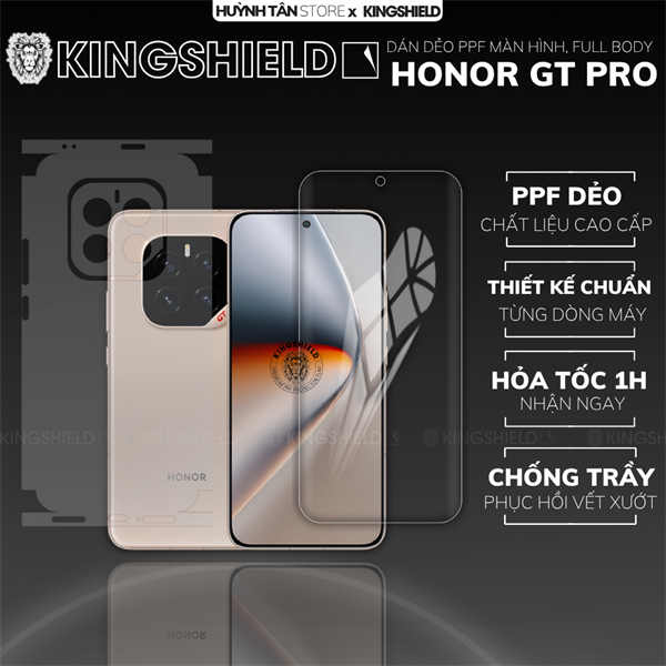Dán PPF HONOR GT PRO MÀN HÌNH TRONG chống trầy xướt ít bám vân tay KINGSHIELD