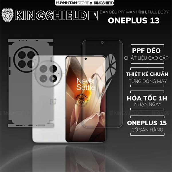Dán PPF ONEPLUS 13 FULL BODY nhám chống trầy xướt ít bám vân tay KINGSHIELD