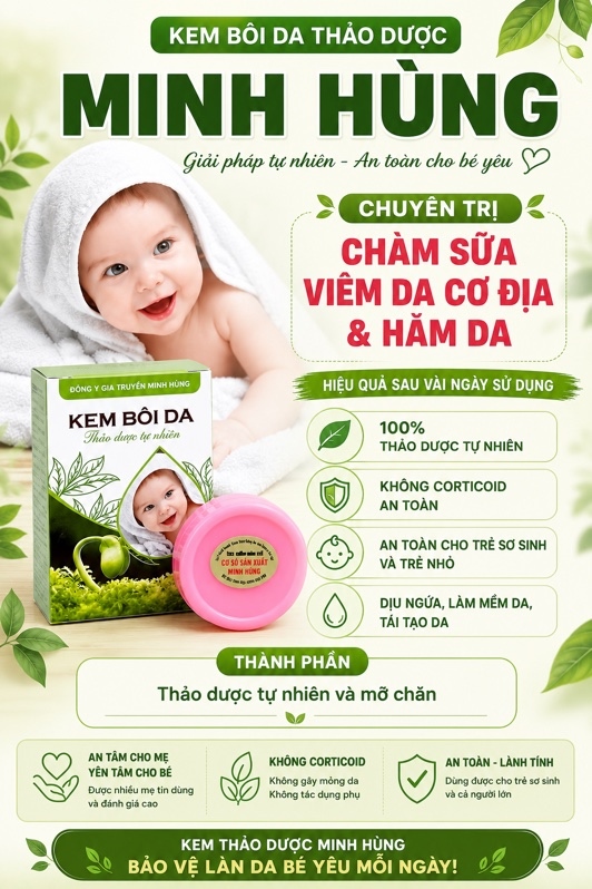 Kem bôi da Minh Hùng ( kem chàm sữa) nsx 1/26, hsd 3 năm
