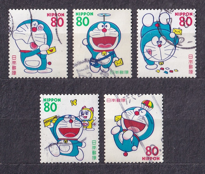 Bộ 5 Tem Bưu Chính Nhật Bản - Doraemon | Japan - Doraemon 80yen 1997 G3 (5) | Used/CTO