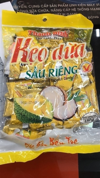 Kẹo dừa Thanh Bình vị sầu riêng gói 150g.