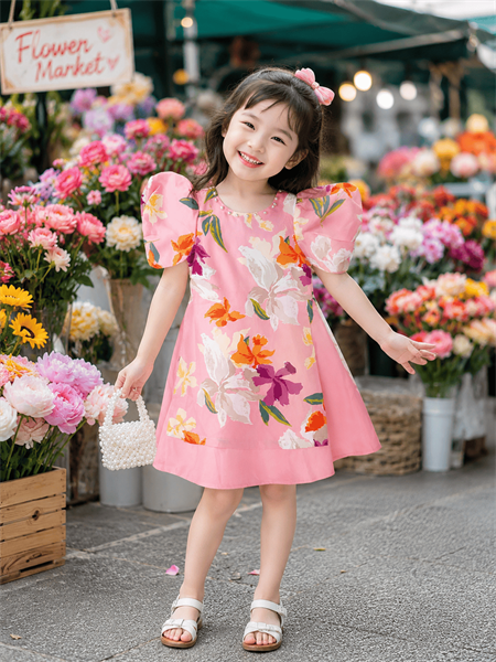 Áo Dài Cách Tân Bé Gái Hoa Sắc Màu | Size 4–14 Cho Bé 3–12 Tuổi