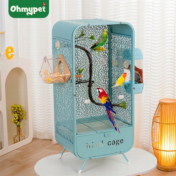 Lồng chim sắt có cây | 35x28x77cm