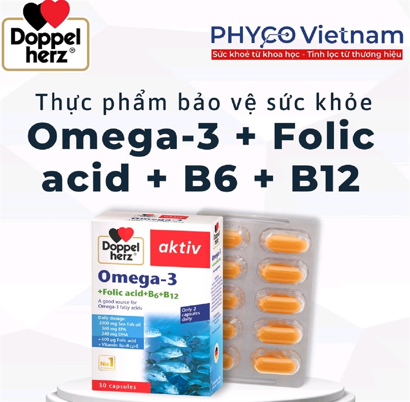 TPBVSK Omega-3 + Folic acid + B6 + B12 ho trợ sức khỏe tim mạch và não bộ