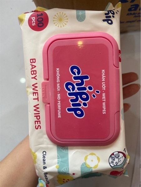 Giấy ướt chíp chíp hồng 100 tờ