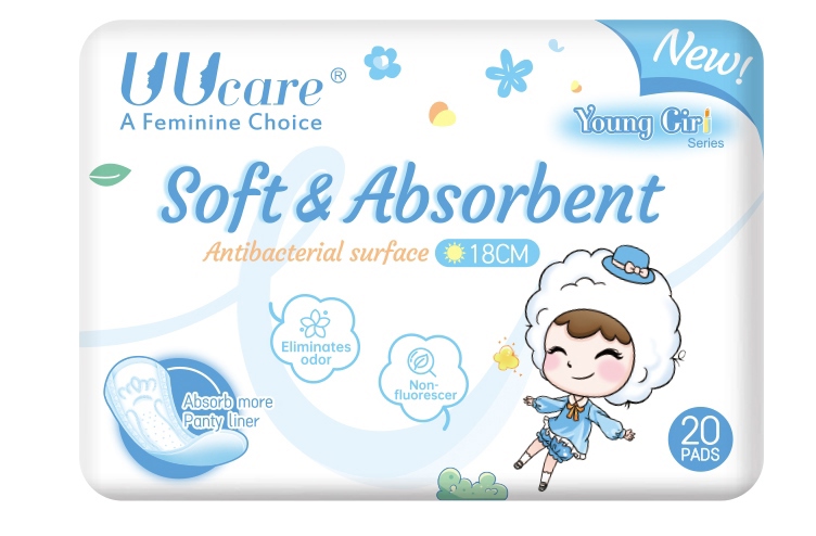 BVS Kháng khuẩn UUCARE YOUNG GIRL (Soft & Absorbent) (Loại hàng ngày 18cm, Gói 20 miếng) - Singapore