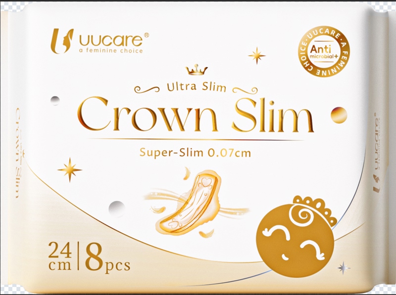 BVS kháng khuẩn siêu mỏng UUCARE CROWN SLIM (Ban ngày 24cm, Gói 8 miếng) - Singapore