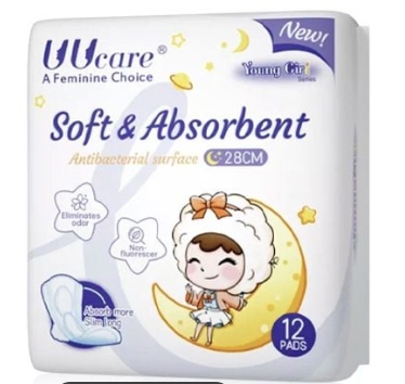 BVS Kháng khuẩn UUCARE YOUNG GIRL (Soft & Absorbent) (Ngày và đêm 28cm, Gói 12 miếng) - Singapore