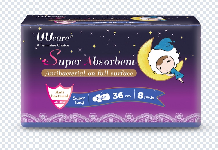 BVS Kháng khuẩn UUCARE YOUNG GIRL (Super Absorbent) (Ban đêm 36cm, gói 8 miếng) - Singapore