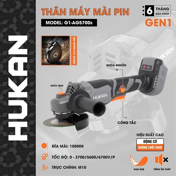 Thân Máy cắt mài dùng pin (GEN1-F) BODYG1-AG5700S Hukan