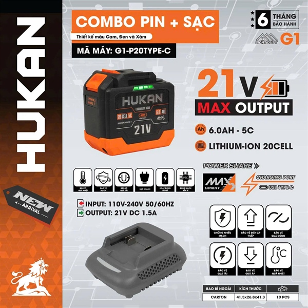 Bộ pin sạc G1 - P20Type-C Hukan